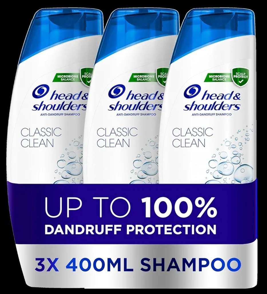 Head & Shoulders Classic Clean Shampoo 3 x 400ml (Prime Deal)