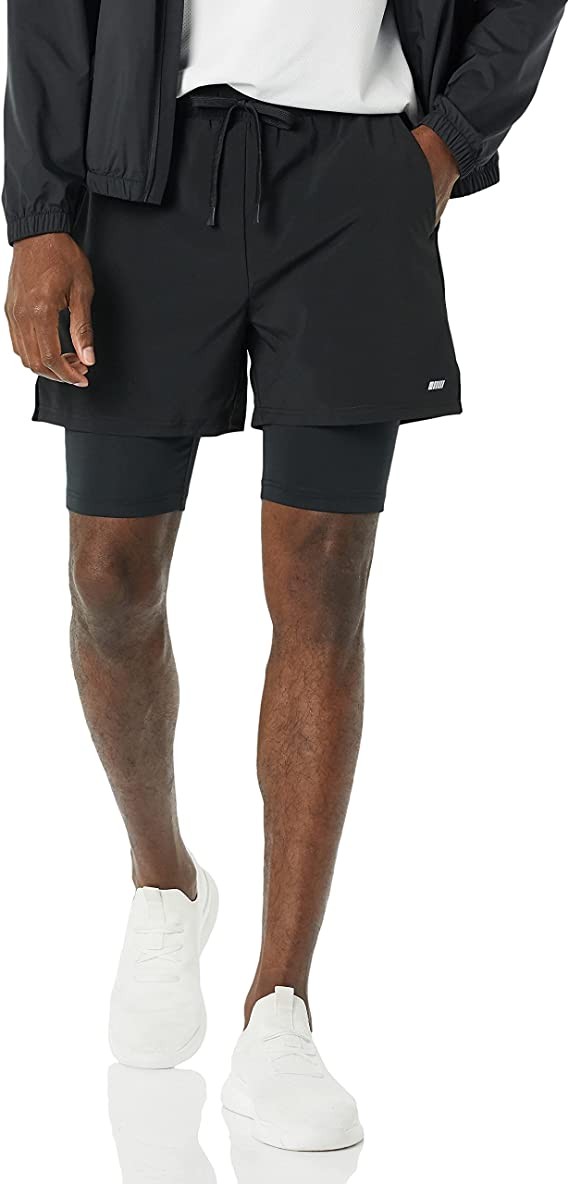 Essentials Men's Double Layered Woven Moisture Wicking Running Shorts Multiple Inseams