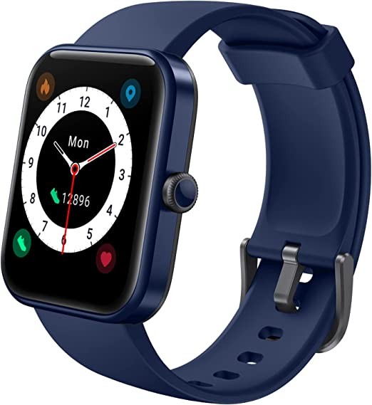 HOAIYO Smart Watch for Health and Fitness, Alexa Built-in, Heart Rate, Music, Sleep, Blood Oxygen Monitor, 5ATM Waterproof Swim Tracking, for iPhone Android Phones, Men's Women (Blue, 1.7 Inch)