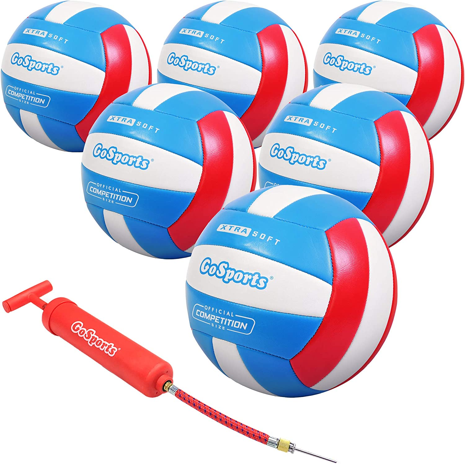 GoSports Soft Touch Recreational Volleyball - Regulation Size for Indoor or Outdoor Play - Includes Ball Pump - Choose Between Single or 6 Pack Visit the GoSports Store